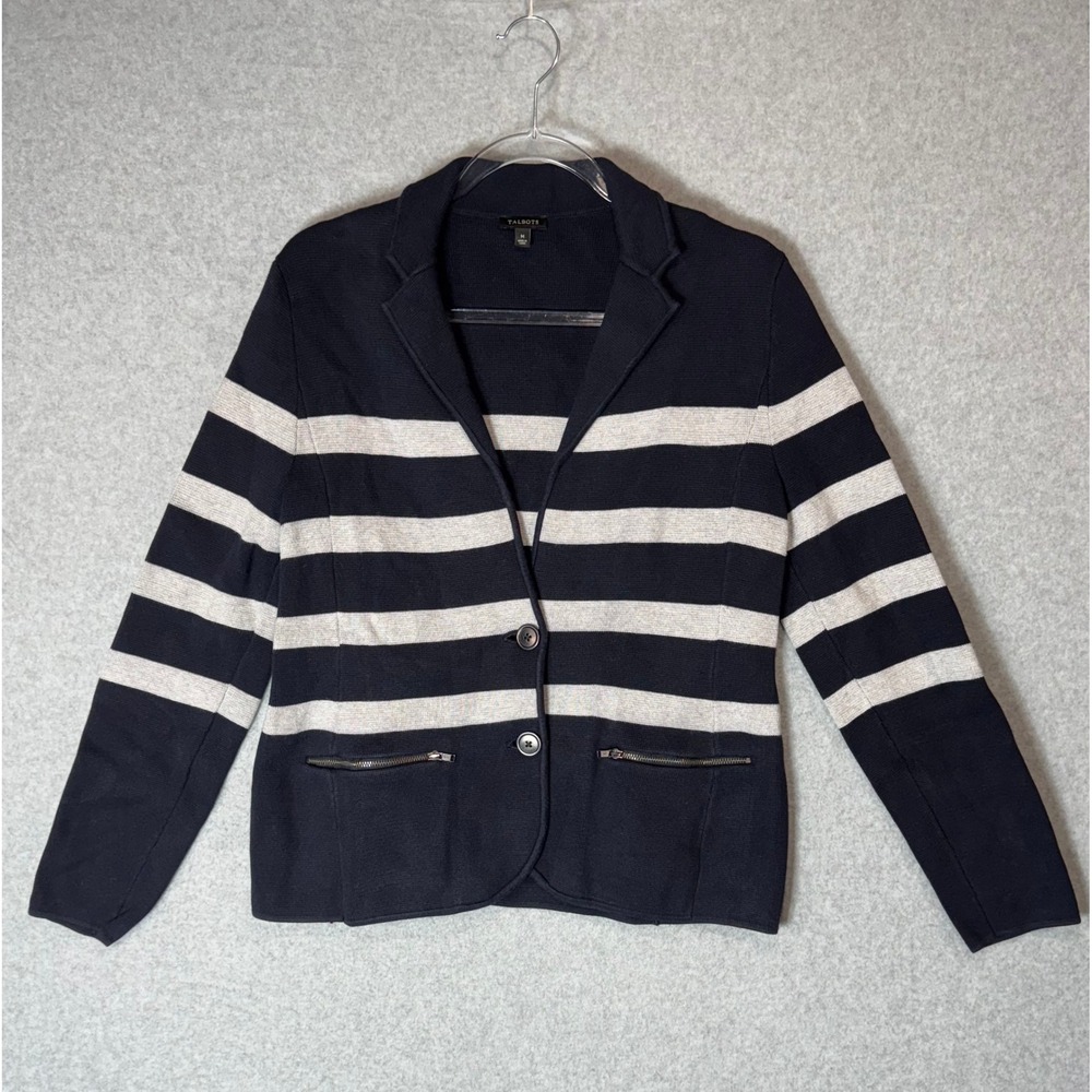 TALBOTS Long Sleeve Sweater‎ Jacket Size Medium Zip Pockets